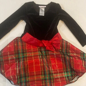 Bonnie Jean Red and Black Holiday Dress Toddler Girls 4T‎ Christmas